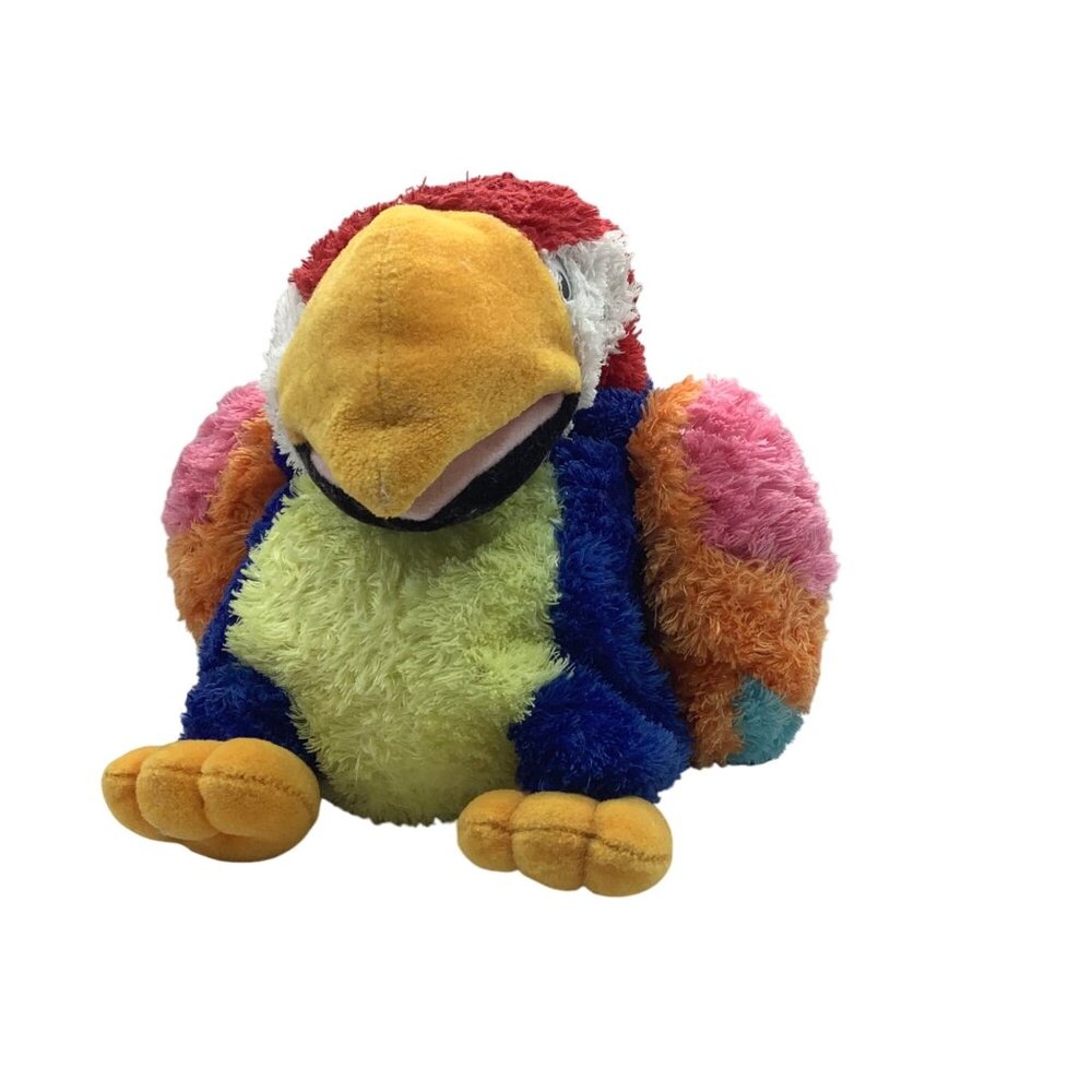 Aurora World Plush Petey‎ Parrot Puppet Toy Soft Fluffy 9" Macaw Multicolor